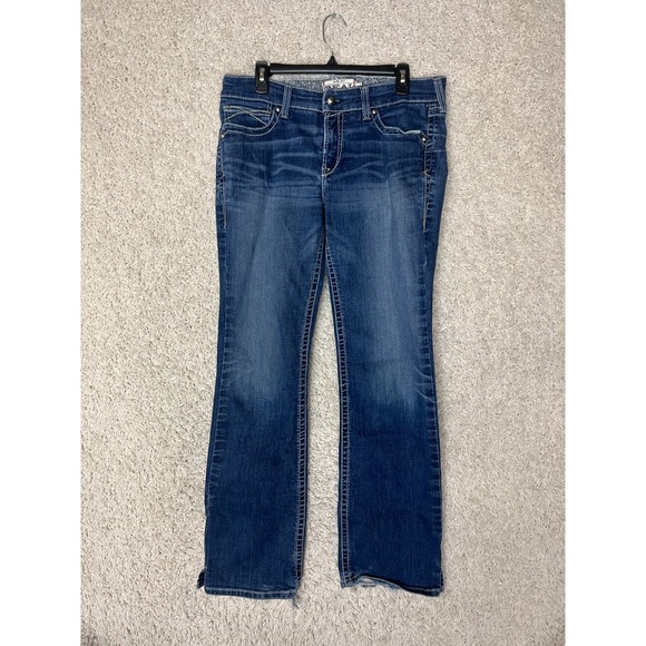 Ariat Denim - Ariat Real Denim Jeans Womens 32 L Blue Low Rise Dark Rodeo Cowboy